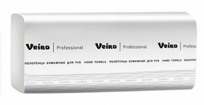 Полотенца для рук V-сложение Veiro Professional Comfort, цвет белый, 2 слоя, 200 листов, 210х216 мм 
